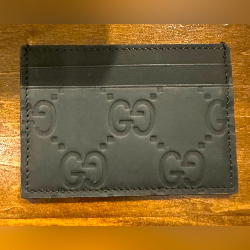 Gucci Matte Black Jumbo GG Card Case
